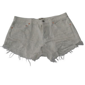 We The‎ Free Shorts Size 27 Woman's White Distressed Button Fly Free People